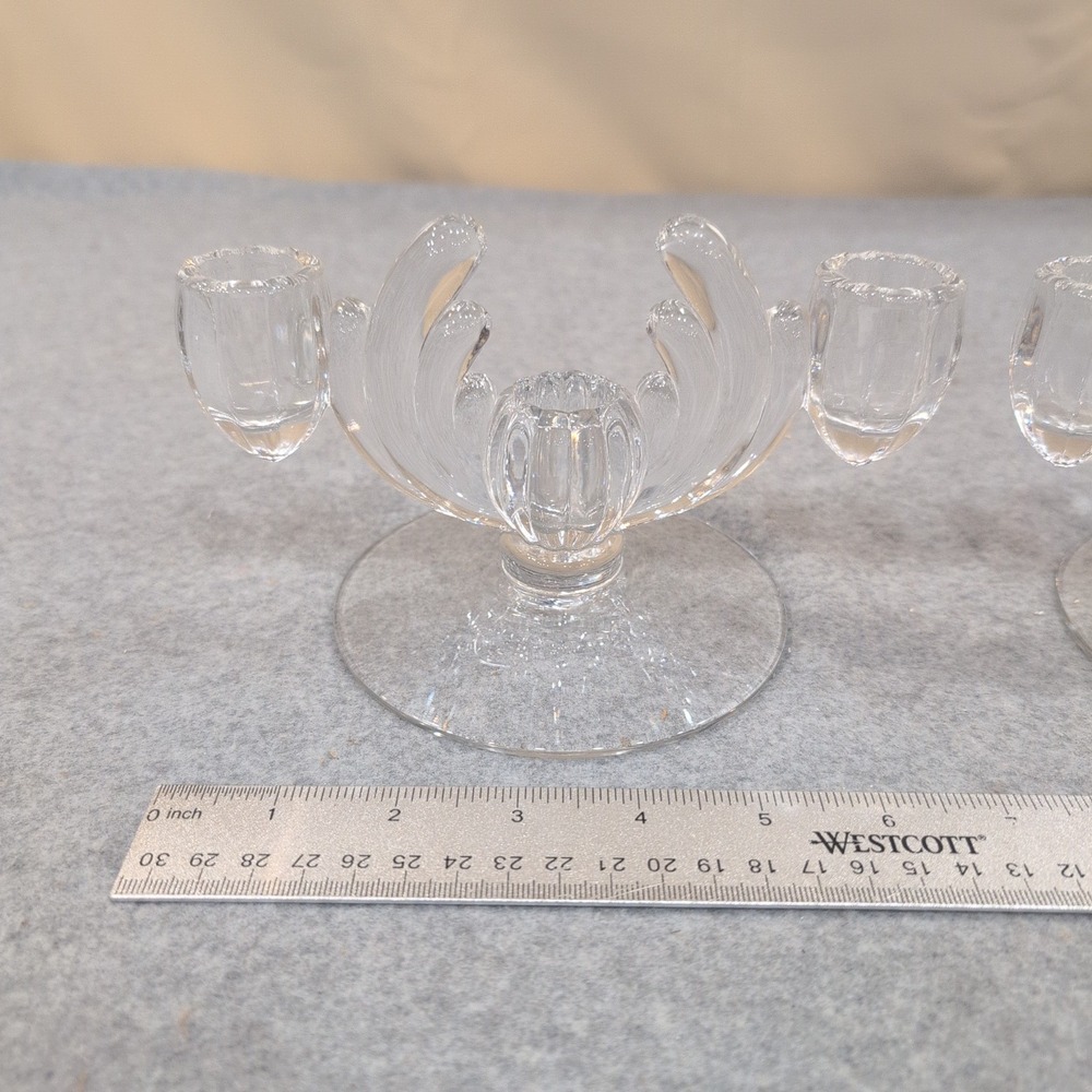 Vintage Heisey Crystolite Clear Glass Candelabra Set of 2 c. 1937-1957 - Picture 6 of 7